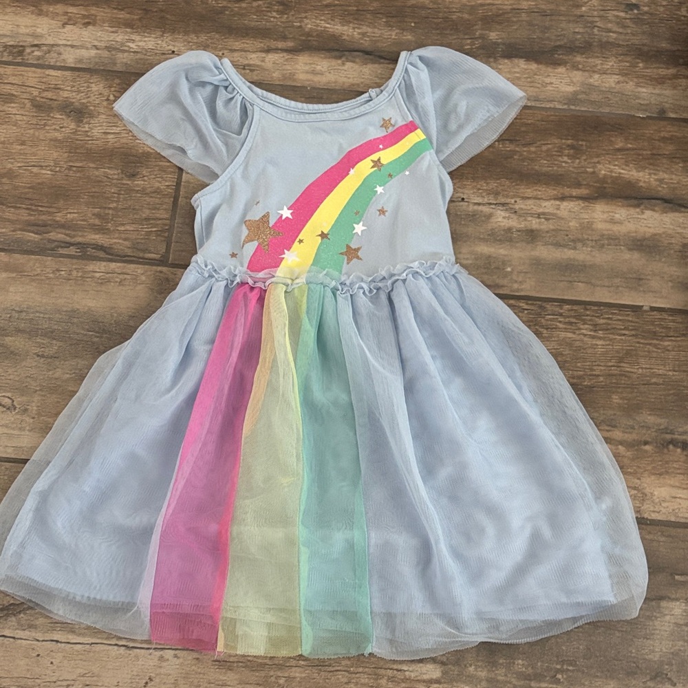Cat & Jack Blue Dress with Rainbow Design